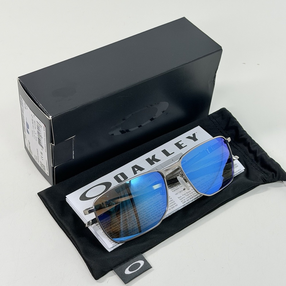 OAKLEY Ejector Sunglasses Satin Chrome/Prizm Sapphire OO4142-0458 NEW
